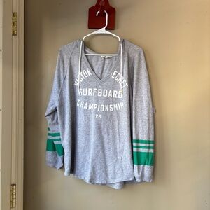 Victoria's Secret Y2K Surfboard Championship V Neck Gray Hoodie L
